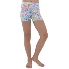 Floral Pattern Kids  Lightweight Velour Yoga Shorts by nateshop