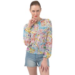 Floral Pattern Banded Bottom Chiffon Top by nateshop