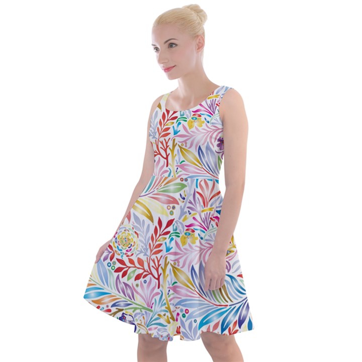 Floral Pattern Knee Length Skater Dress