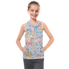 Floral Pattern Kids  Sleeveless Hoodie by nateshop