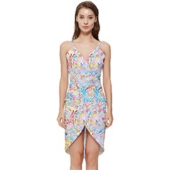 Floral Pattern Wrap Frill Dress by nateshop