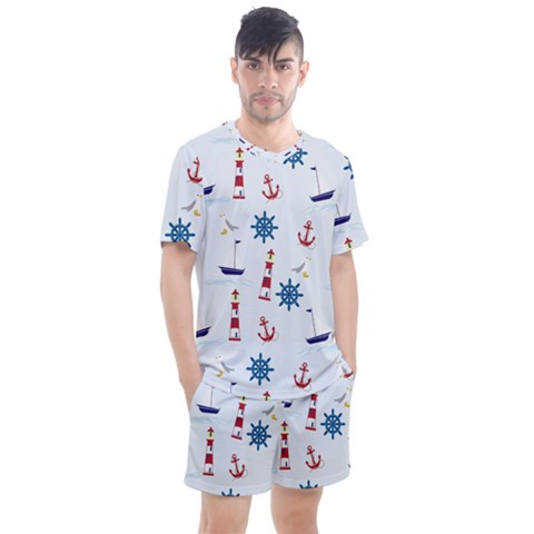 Lighthouse Men s Mesh Tee And Shorts Set by nateshop