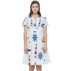 Lighthouse Short Sleeve Waist Detail Dress by nateshop