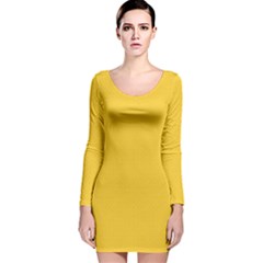 Geometric-pattern-yellow Long Sleeve Velvet Bodycon Dress by nateshop