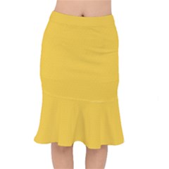 Geometric-pattern-yellow Short Mermaid Skirt by nateshop