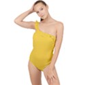 Geometric-pattern-yellow Frilly One Shoulder Swimsuit View1