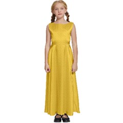 Geometric-pattern-yellow Kids  Satin Sleeveless Maxi Dress