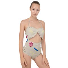 Pattern-star Moca Scallop Top Cut Out Swimsuit by nateshop