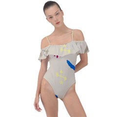 Pattern-star Moca Frill Detail One Piece Swimsuit by nateshop