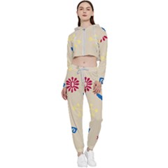 Pattern-star Moca Cropped Zip Up Lounge Set by nateshop