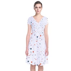 Background-round Spots Short Sleeve Front Wrap Dress by nateshop