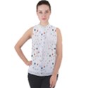 Background-round Spots Mock Neck Chiffon Sleeveless Top View1