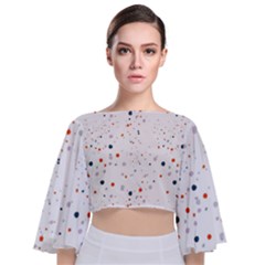 Background-round Spots Tie Back Butterfly Sleeve Chiffon Top by nateshop