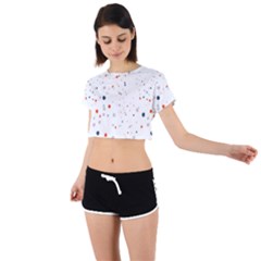 Background-round Spots Tie Back Short Sleeve Crop Tee by nateshop