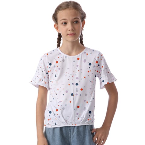 Background-round Spots Kids  Cuff Sleeve Scrunch Bottom Tee by nateshop