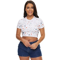 Background-round Spots Side Button Cropped Tee by nateshop