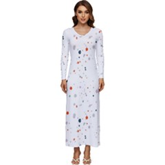 Background-round Spots Long Sleeve Velour Longline Maxi Dress by nateshop