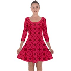 Red-star Quarter Sleeve Skater Dress by nateshop