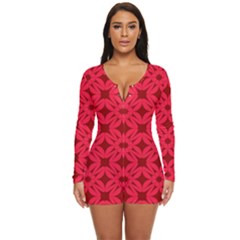 Red-star Long Sleeve Boyleg Swimsuit