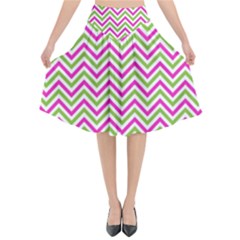 Mave,chevron,white,navi,purple Flared Midi Skirt by nateshop