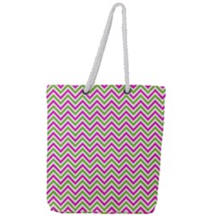 Mave,chevron,white,navi,purple Full Print Rope Handle Tote (large) by nateshop