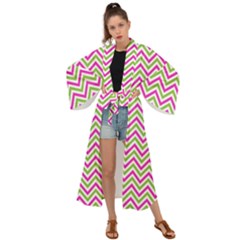 Mave,chevron,white,navi,purple Maxi Kimono by nateshop