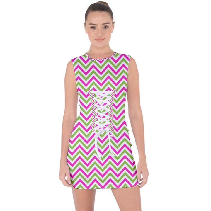 Mave,chevron,white,navi,purple Lace Up Front Bodycon Dress