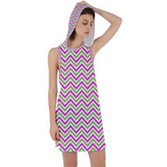 Mave,chevron,white,navi,purple Racer Back Hoodie Dress by nateshop