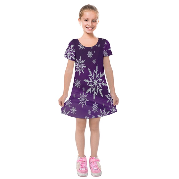 Star Christmas Kids  Short Sleeve Velvet Dress