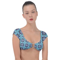 Floral Pattern Floral Motif Cap Sleeve Ring Bikini Top by Wegoenart