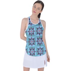 Floral Pattern Floral Motif Racer Back Mesh Tank Top by Wegoenart