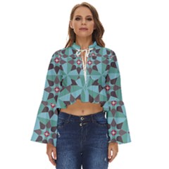 Floral Pattern Floral Motif Boho Long Bell Sleeve Top by Wegoenart