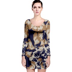 Illustration Abstract Flower Background Pattern Long Sleeve Bodycon Dress by Wegoenart