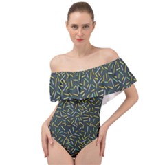 Abstract Pattern Sprinkles Sprinkle Off Shoulder Velour Bodysuit  by Wegoenart