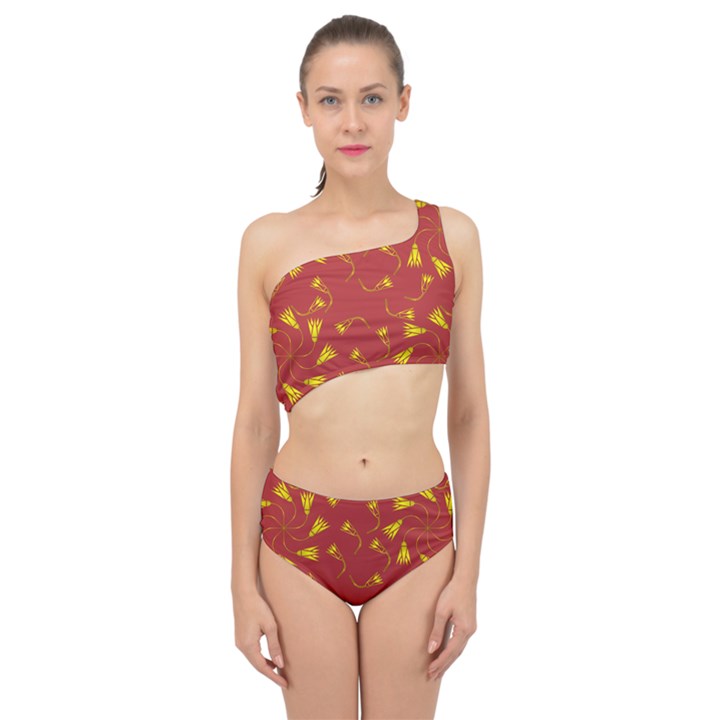 Background Pattern Texture Design Spliced Up Two Piece Swimsuit