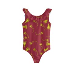 Background Pattern Texture Design Kids  Frill Swimsuit by Wegoenart