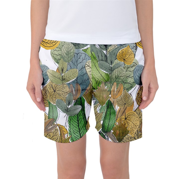 Illustration Sheet Autumn Color Drawing Women s Basketball Shorts