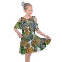 Illustration Sheet Autumn Color Drawing Kids  Shoulder Cutout Chiffon Dress by Wegoenart