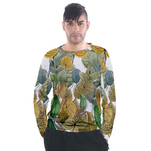 Illustration Sheet Autumn Color Drawing Men s Long Sleeve Raglan Tee by Wegoenart