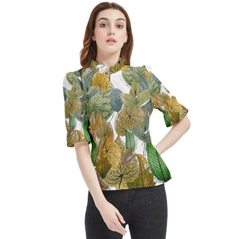 Illustration Sheet Autumn Color Drawing Frill Neck Blouse by Wegoenart