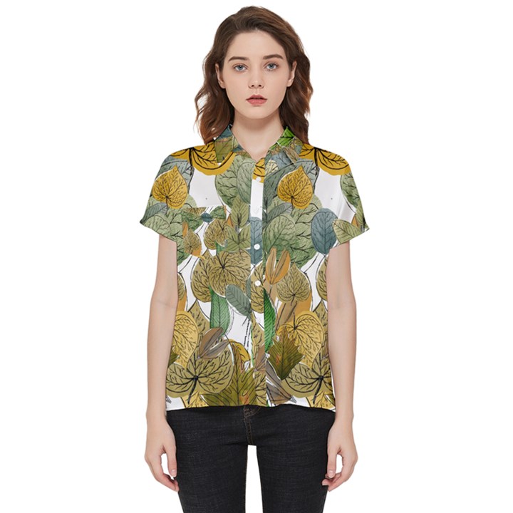 Illustration Sheet Autumn Color Drawing Short Sleeve Pocket Shirt