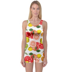 Citrus Fruit Seamless Pattern One Piece Boyleg Swimsuit by Wegoenart