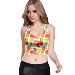 Citrus Fruit Seamless Pattern Racer Back Crop Top by Wegoenart