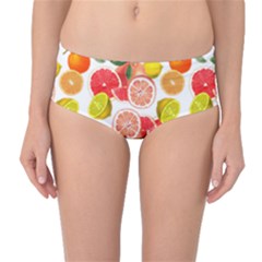 Citrus Fruit Seamless Pattern Mid-waist Bikini Bottoms by Wegoenart