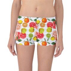 Citrus Fruit Seamless Pattern Reversible Boyleg Bikini Bottoms by Wegoenart