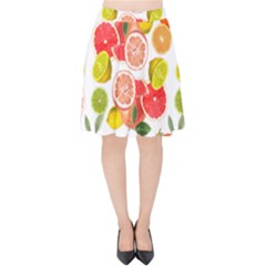 Citrus Fruit Seamless Pattern Velvet High Waist Skirt by Wegoenart