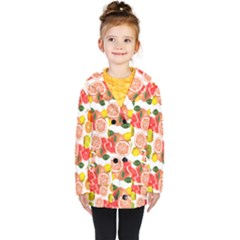 Citrus Fruit Seamless Pattern Kids  Double Breasted Button Coat by Wegoenart