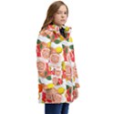 Citrus Fruit Seamless Pattern Kid s Hooded Longline Puffer Jacket View2