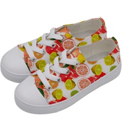 Citrus Fruit Seamless Pattern Kids  Low Top Canvas Sneakers by Wegoenart