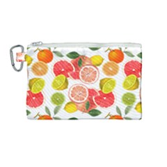 Citrus Fruit Seamless Pattern Canvas Cosmetic Bag (medium) by Wegoenart